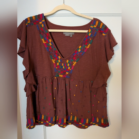 Anthropologie Knit Embroided Blouse - Picture 2 of 12